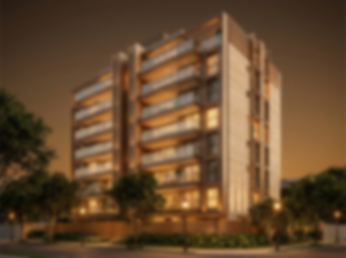 Perspectiva ilustrativa do novo lançamento da Êxito Engenharia no Sion — vista da rua ao entardecer